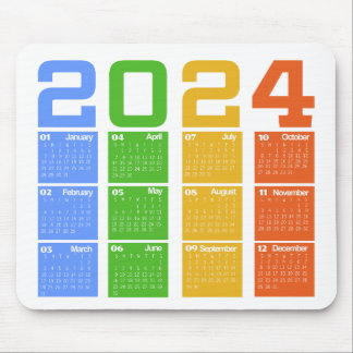 Mousepad Calendário Colorido 2024