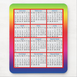 Mousepad Calendário colorido do tapete do rato para 2016