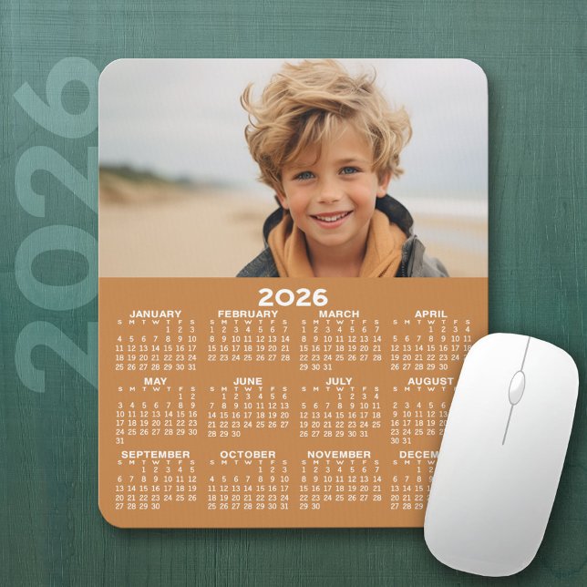 Mousepad Calendário com Foto - Vista de Ano Vertical (2026 Calendar Mousepad)
