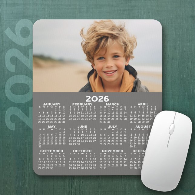 Mousepad Calendário com Foto - Vista de Ano Vertical (2026 Calendar Mousepad)