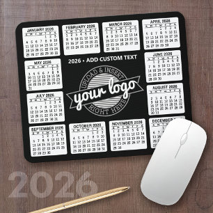 Mousepad Calendário com logotipo e texto - Preto e Branco