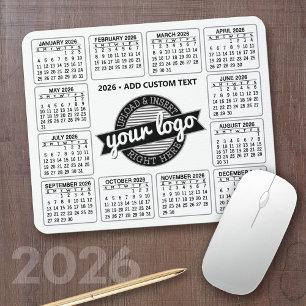 Mousepad Calendário com logotipo e texto - Preto e Branco