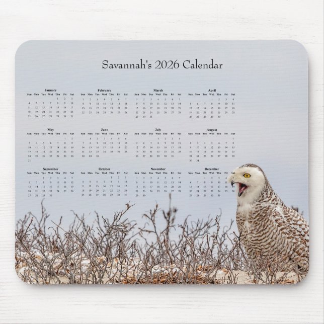Mousepad Calendário Customizável de Ano Inteiro da Coruja-d (Frente)