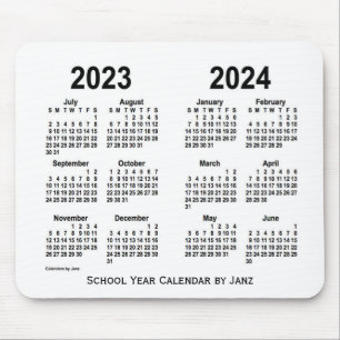 Mousepad Calendário da Escola Branca 2023-2024 por Janz