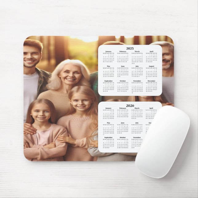 Mousepad Calendário da Família de Dois Anos 2025 - 2026 (Com mouse)