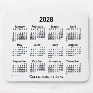 Mousepad Calendário da Fumaça Branca 2028 por Janz Mouse