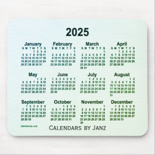 Mousepad Calendário da Fumaça de Folha Verde 2025 por Janz