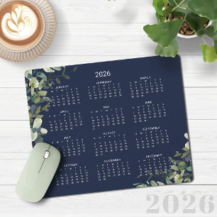 Mousepad Calendário da Mesa Eucalyptus Azul do Marinho Eleg