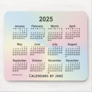 Mousepad Calendário da Nuvem do Arco-Íris 2025 por Janz