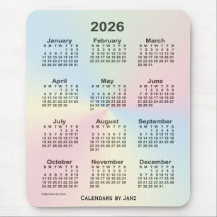 Mousepad Calendário da Nuvem do Arco-Íris 2026 por Janz