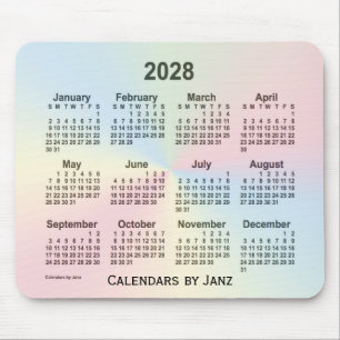Mousepad Calendário da Nuvem do Arco-Íris 2028 por Janz