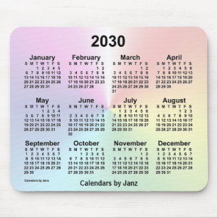 Mousepad Calendário da Nuvem do Arco-Íris 2030 por Janz