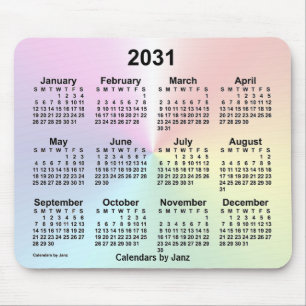 Mousepad Calendário da Nuvem do Arco-Íris 2031 por Janz