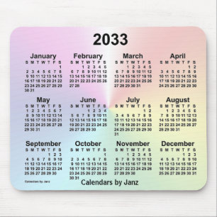 Mousepad Calendário da Nuvem do Arco-Íris 2033 por Janz