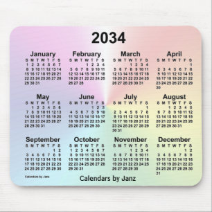 Mousepad Calendário da Nuvem Rainbow 2034 por Janz