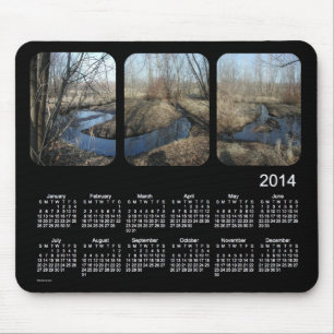 Mousepad Calendário da paisagem do preto 2014