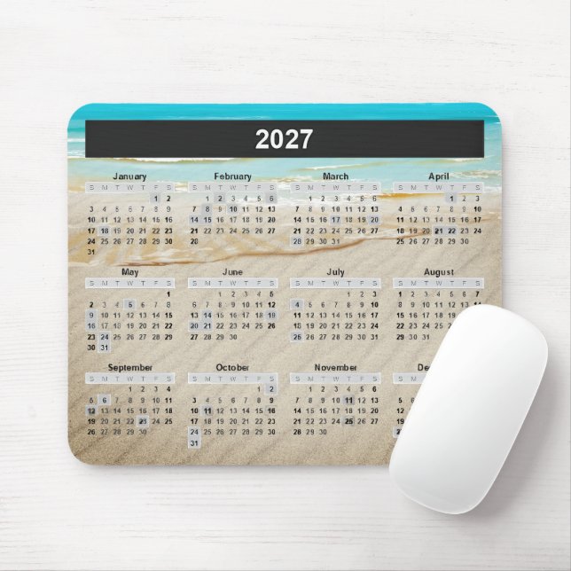 Mousepad Calendário da Praia Oceânica 2027 (Com mouse)