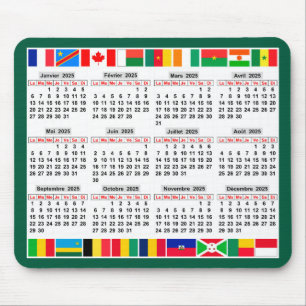 Mousepad Calendário de 12 meses do ano de 2025