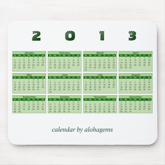 Mousepad Calendário de 2013 para Mouse (Frente)