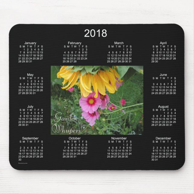 Mousepad Calendário de 2018 sussurros do jardim pelo tapete (Frente)