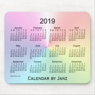 Mousepad Calendário de 2019 Shimmer pelo tapete do rato de
