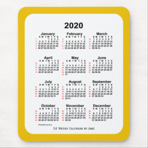 Mousepad Calendário de 2020 Dourado de 252 semanas por Jan