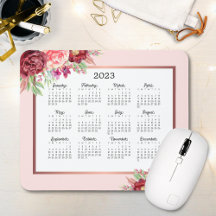 Calendário de 2023 do Blush Floral de Rosa da Borg