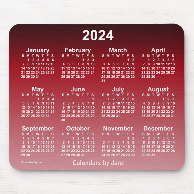 Mousepad Calendário de 2024 Faded Cherry Neon por Janz Mous (Frente)