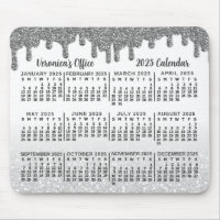 Calendário de 2025 Anos Faux Silver Glitter Drips 
