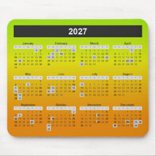 Mousepad Calendário De 2025 Anos Sobre Limão Neon E Laranja