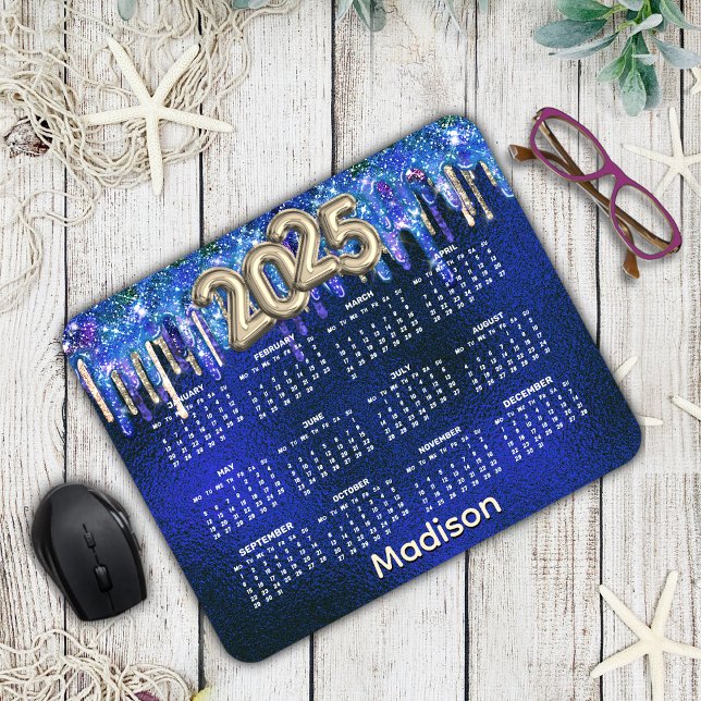 Mousepad Calendário de 2025 com gotejamento de unicórnio az (Criador carregado)