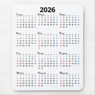 Mousepad Calendário de 2026 em Branco