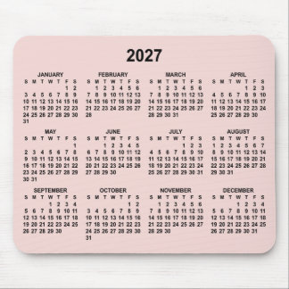 Mousepad Calendário de 2027 Bege e Preto