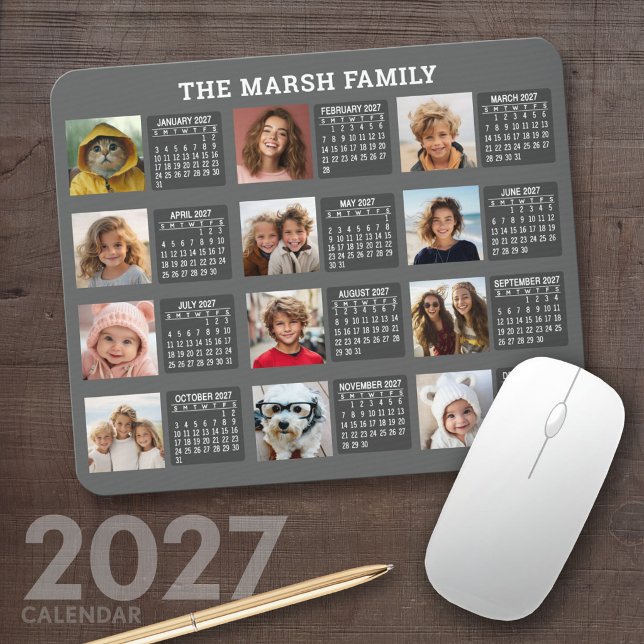 Mousepad Calendário de 2027 com uma Imagem para Cada Mês (2027 Calendar Mousepad)