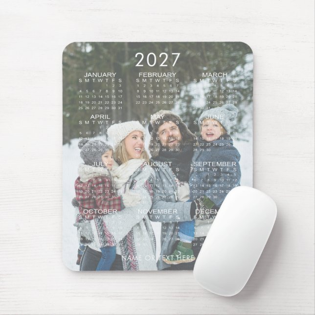 Mousepad Calendário de 2027 em uma Foto (Com mouse)