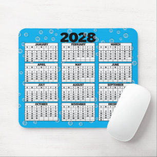Mousepad Calendário de 2028 Bolhas em Água