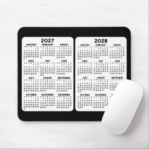 Mousepad Calendário de 2 Anos - vista anual 2027 2028
