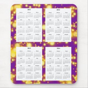 Mousepad Calendário de 4 anos no design roxo Backgrd. das