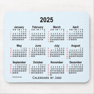 Mousepad Calendário de 52 semanas Alice Blue 2025 por Janz