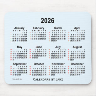 Mousepad Calendário de 52 semanas Alice Blue 2026 por Janz