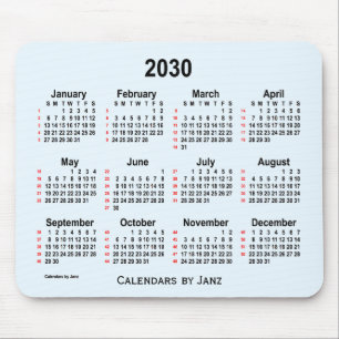 Mousepad Calendário de 52 semanas Alice Blue 2030 por Janz