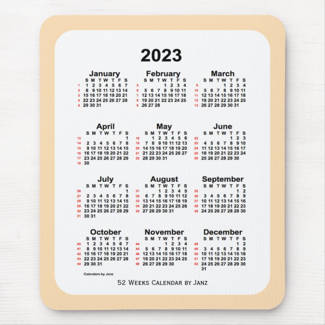 Mousepad Calendário de 52 Semanas de Trigo 2023 por Janz (Frente)