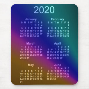 Mousepad Calendário de 6 meses do Aurora 2020 por Janz