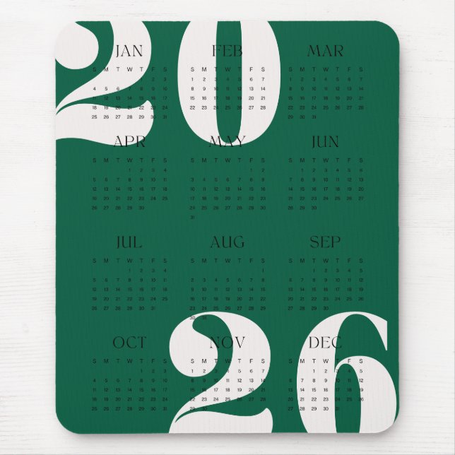 Mousepad Calendário de Ano de Cor Personalizado 2026 (Frente)