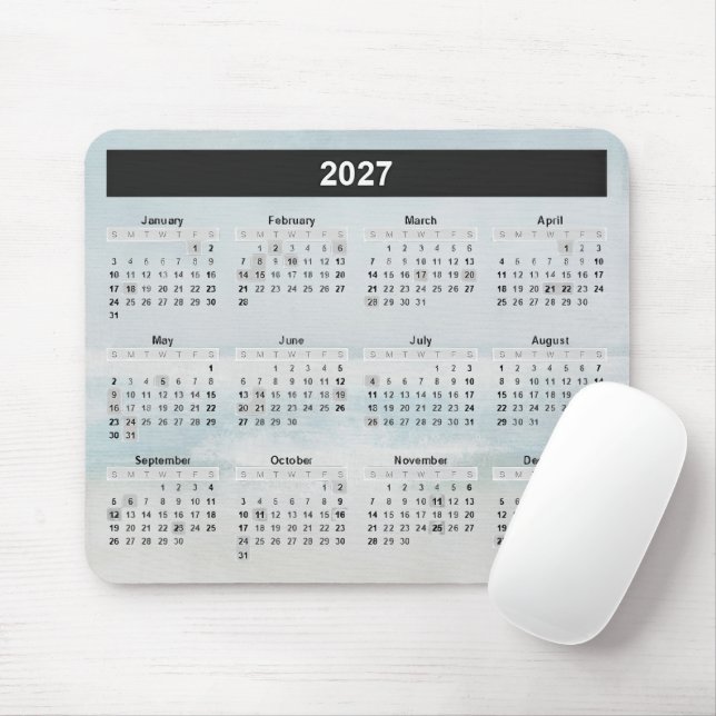 Mousepad Calendário de Aquarela do Oceano 2027 (Com mouse)