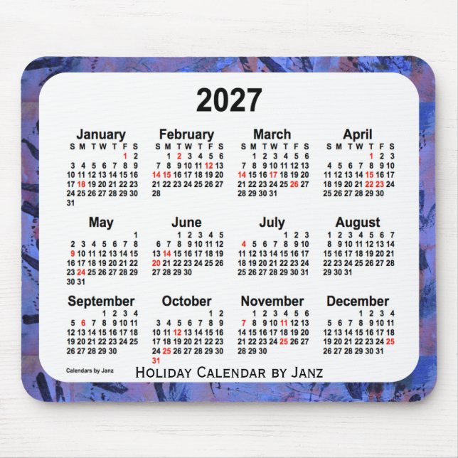 Mousepad Calendário de arte de Natal de 2027 pela Janz Mous (Frente)