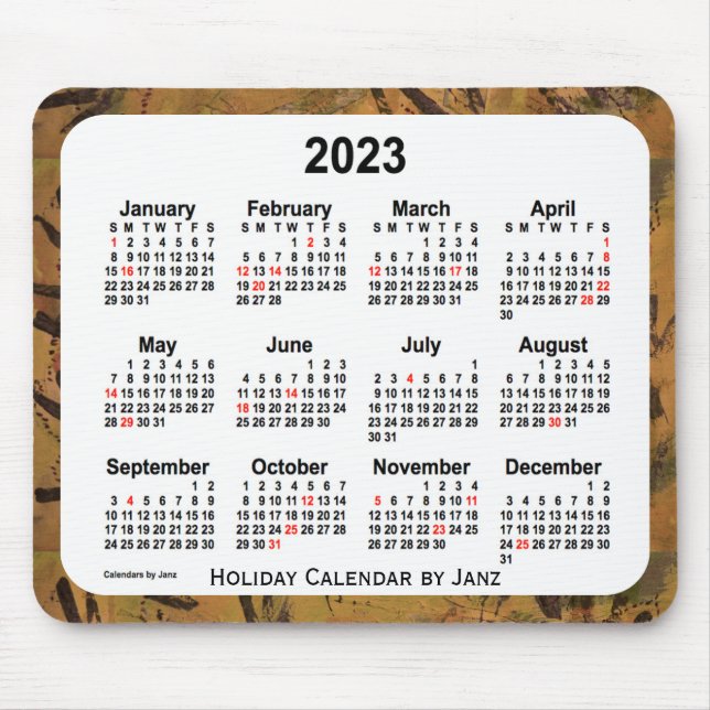 Mousepad Calendário de arte do Natal de 2023 pela Janz Mous (Frente)