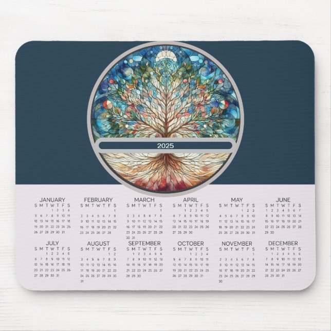 Mousepad Calendário de Árvore da Vida Útil (Frente)