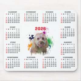 Mousepad Calendário de Cachorro Cavapoo Fofo Personalizável