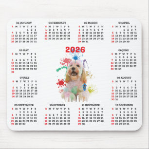 Mousepad Calendário de Cachorro Cockapoo Fofo Personalizáve